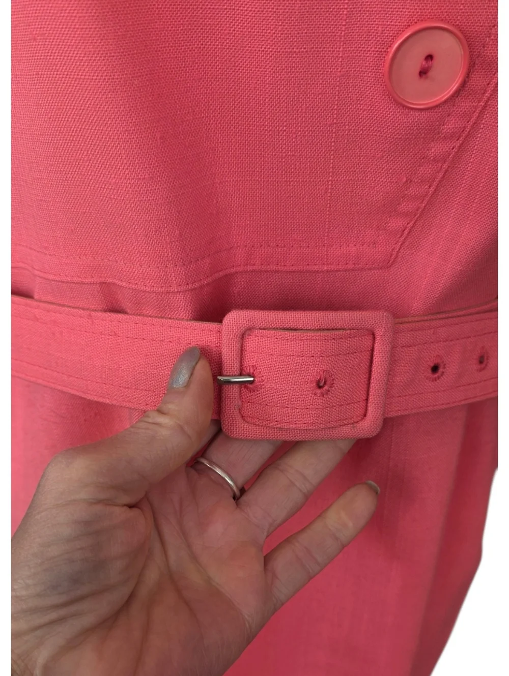 Vintage 1960s Hal Hardin Pink A-Line Dress Belted Mod Shift Womens Size 12- 14 - Picture 8 of 12